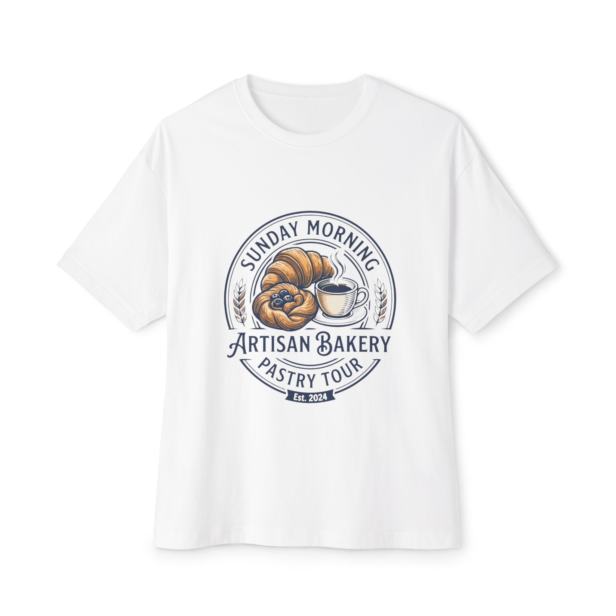 Pastry Tour Tee — "Sunday Morning Artisan Bakery" Croissant & Espresso Graphic Shirt