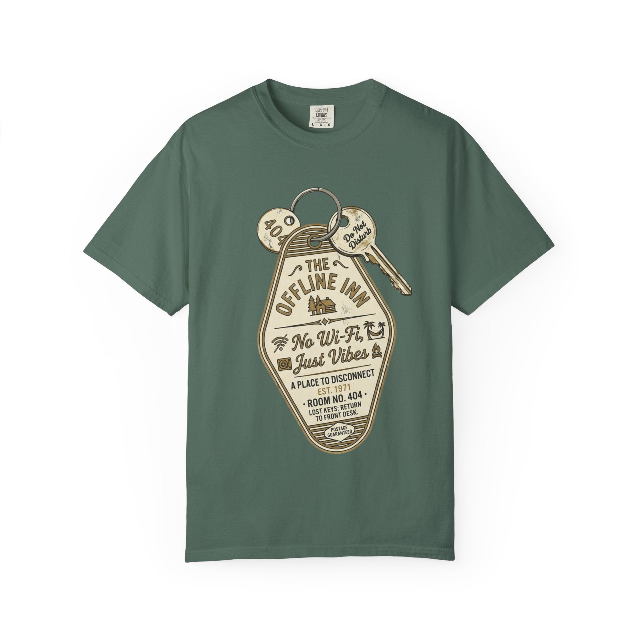Motel Key Tag Graphic T-Shirt — "Offline Inn" Vintage Travel Tee