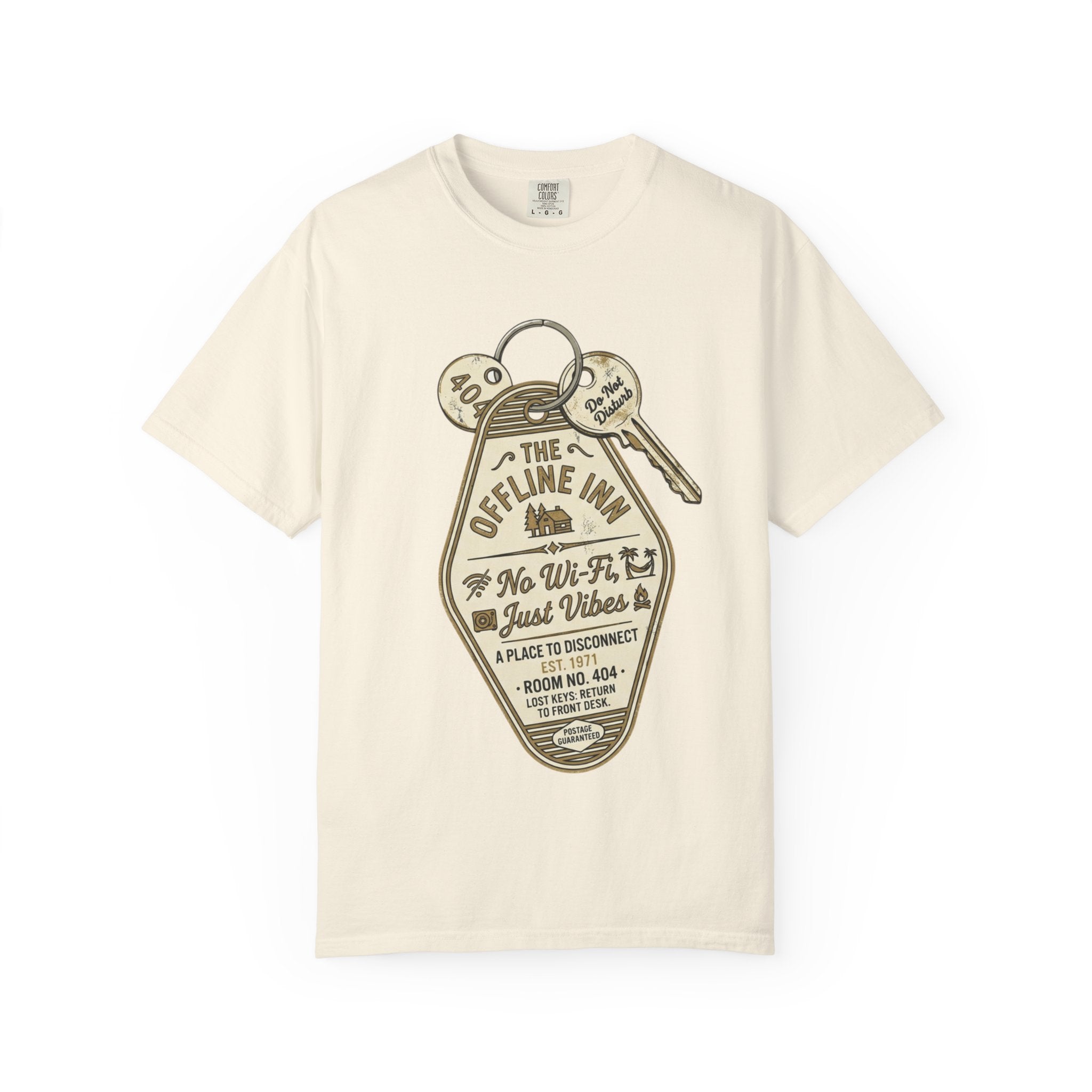 Motel Key Tag Graphic T-Shirt — "Offline Inn" Vintage Travel Tee