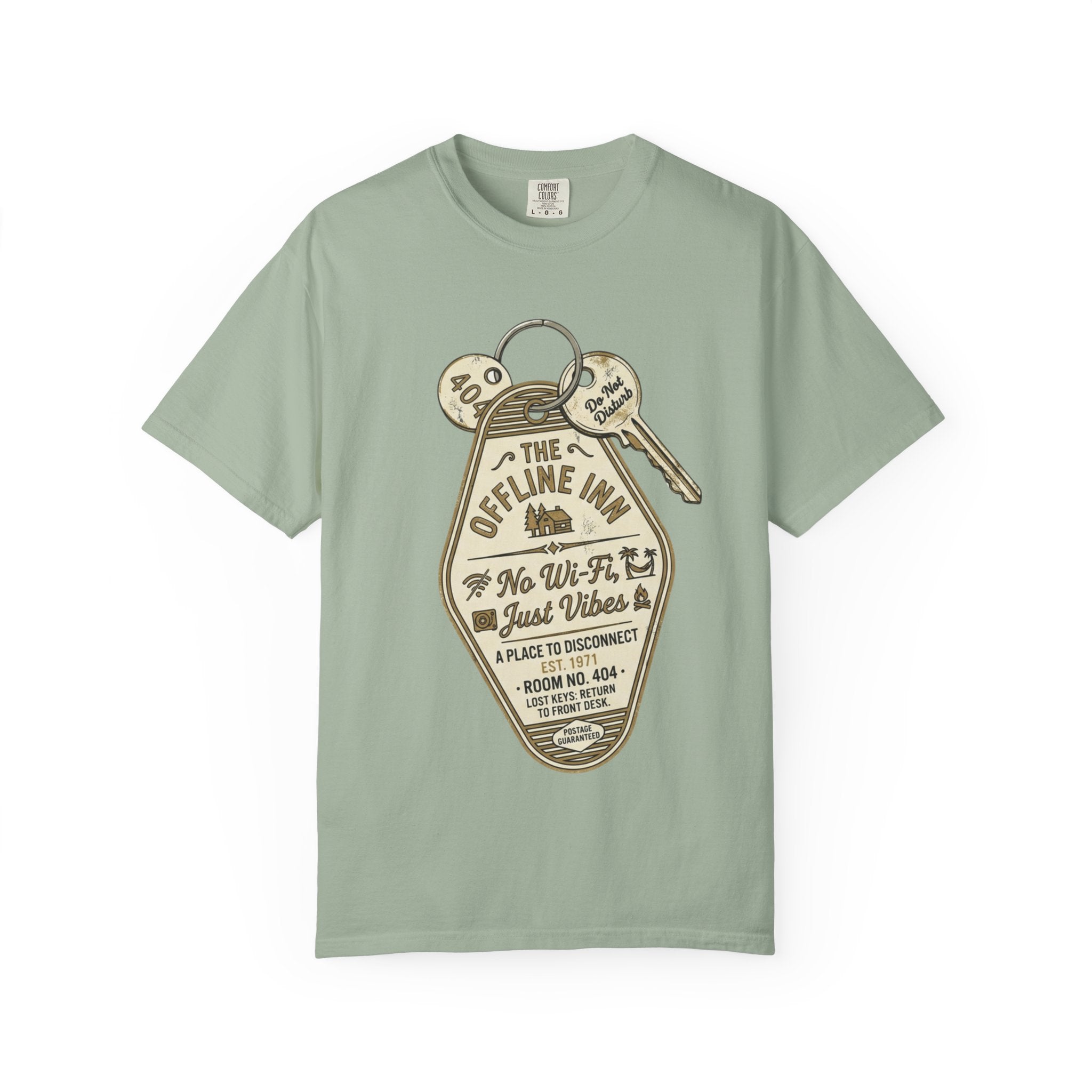 Motel Key Tag Graphic T-Shirt — "Offline Inn" Vintage Travel Tee