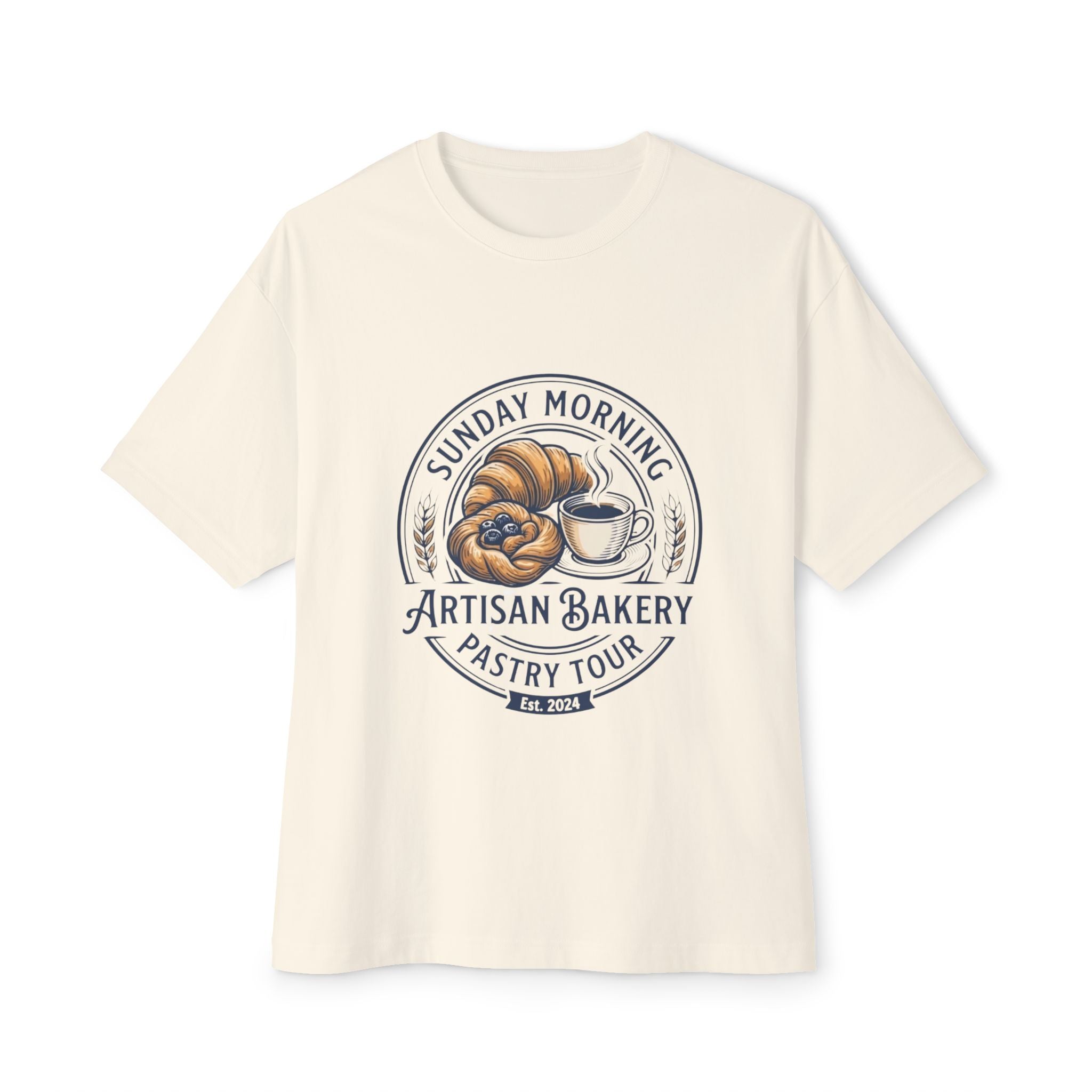 Pastry Tour Tee — "Sunday Morning Artisan Bakery" Croissant & Espresso Graphic Shirt