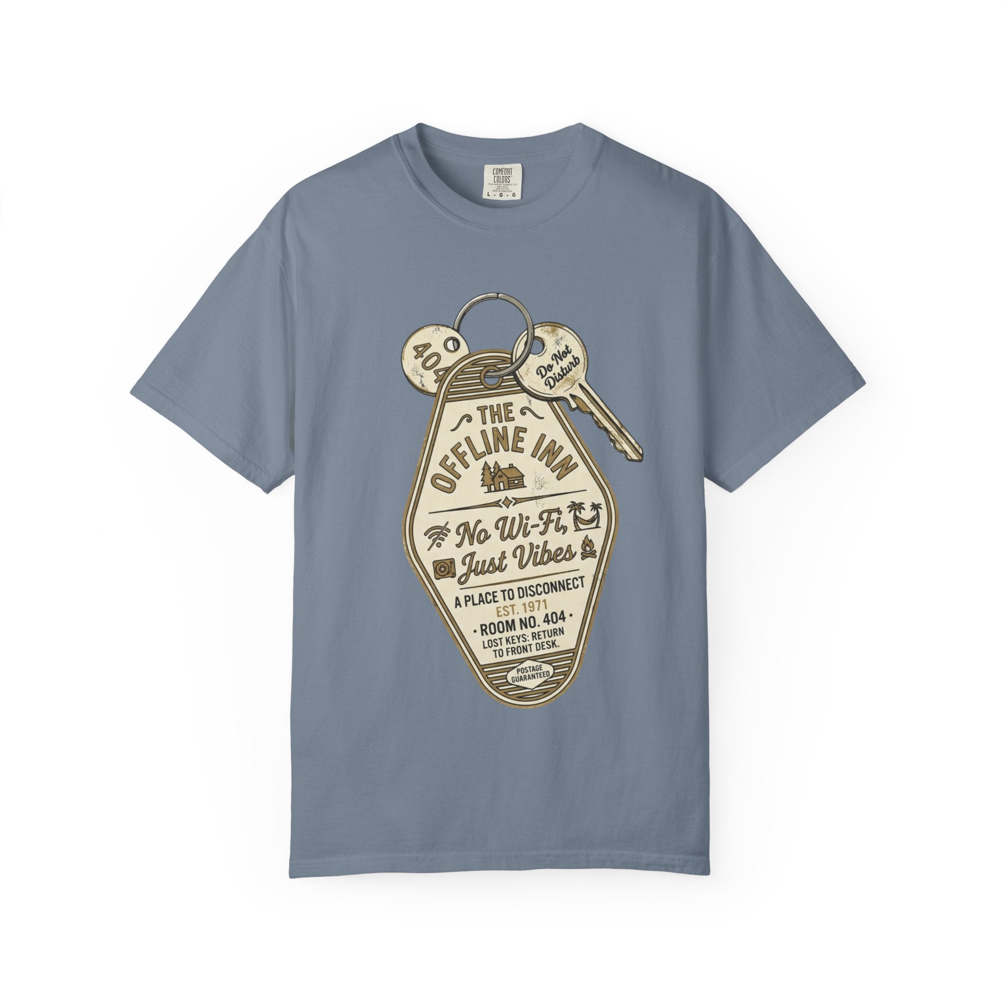 Motel Key Tag Graphic T-Shirt — "Offline Inn" Vintage Travel Tee