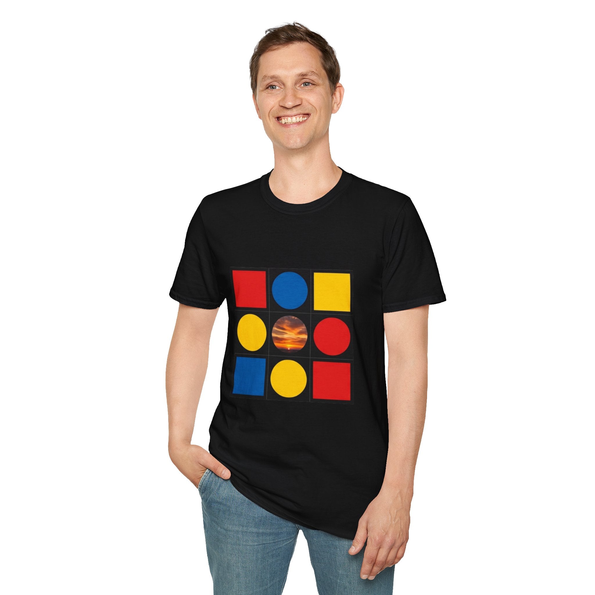 Bauhaus Grid T-Shirt — Retro Shapes Graphic Tee