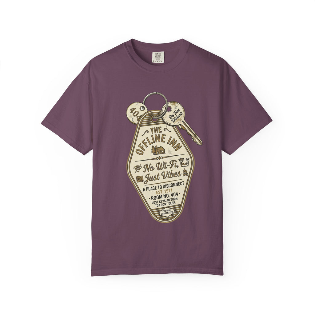 Motel Key Tag Graphic T-Shirt — "Offline Inn" Vintage Travel Tee