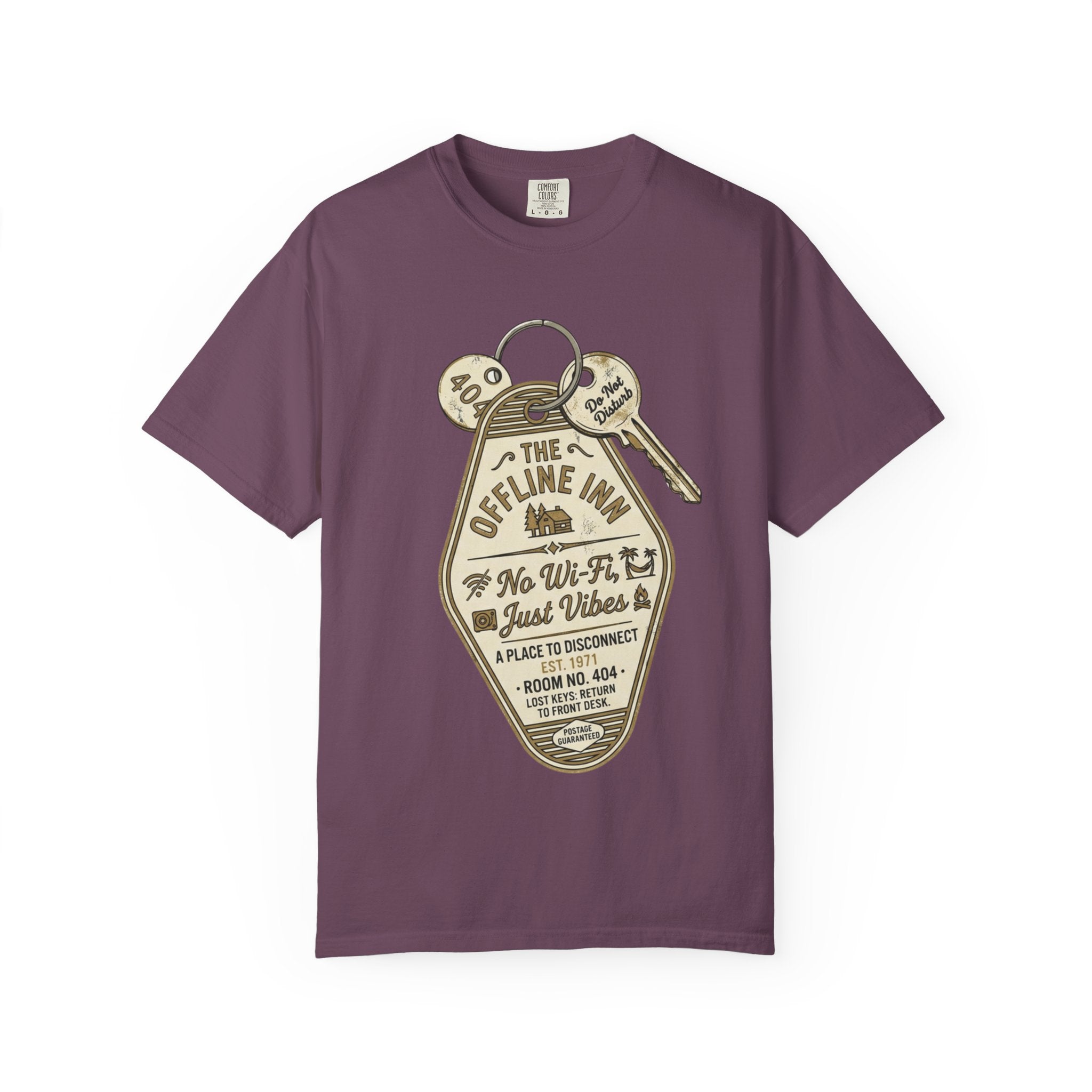 Motel Key Tag Graphic T-Shirt — "Offline Inn" Vintage Travel Tee