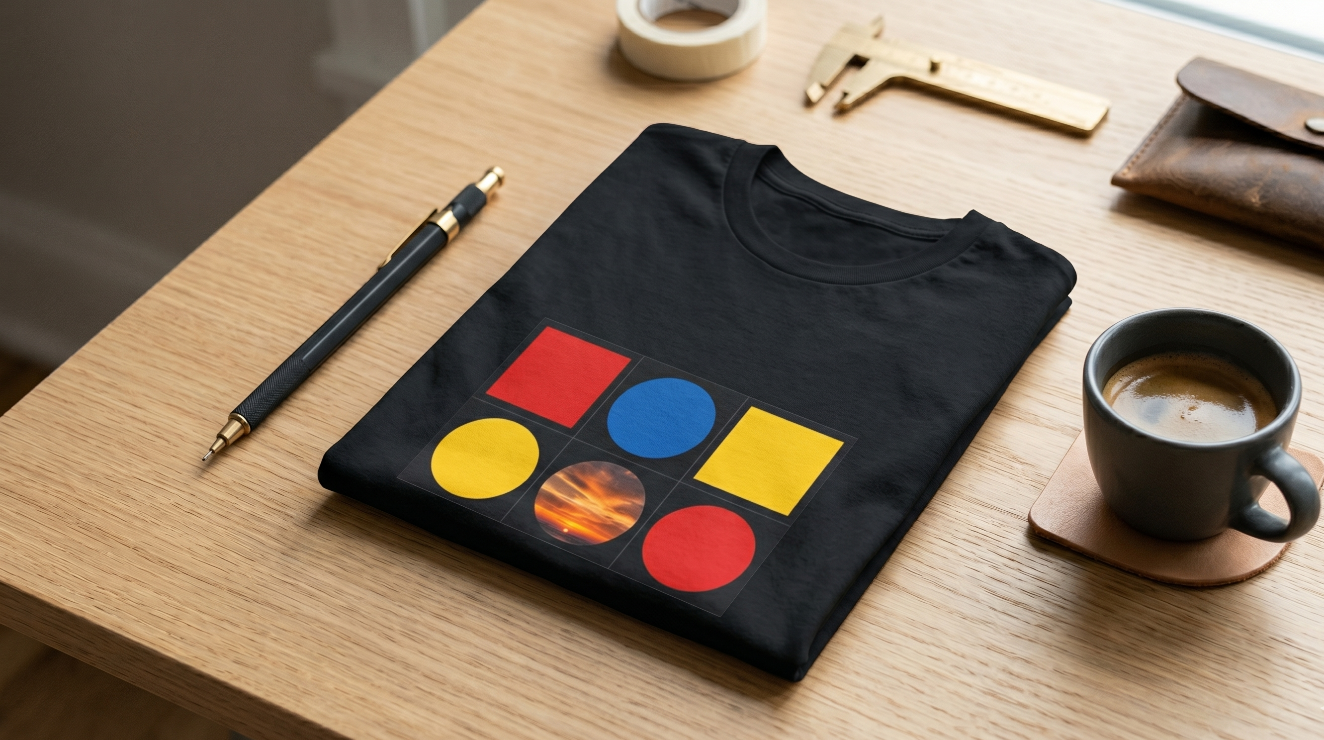 Bauhaus Grid T-Shirt — Retro Shapes Graphic Tee