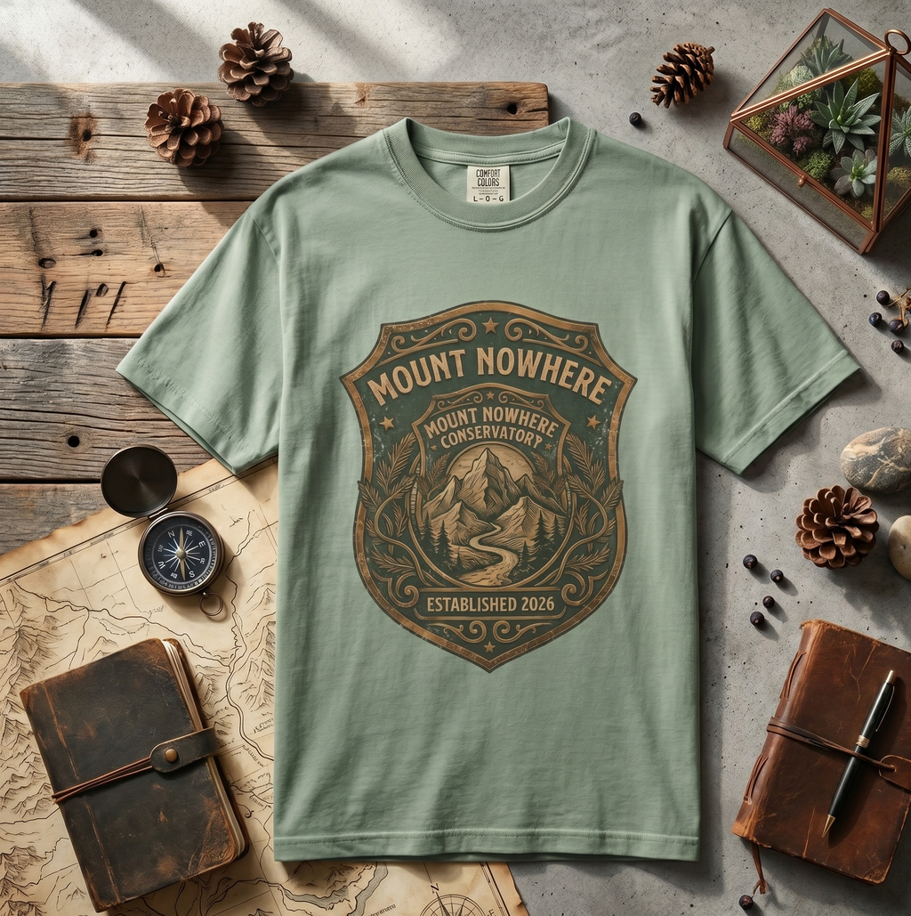 Mount Nowhere Vintage Mountain T-Shirt — Retro Outdoor Adventure Tee