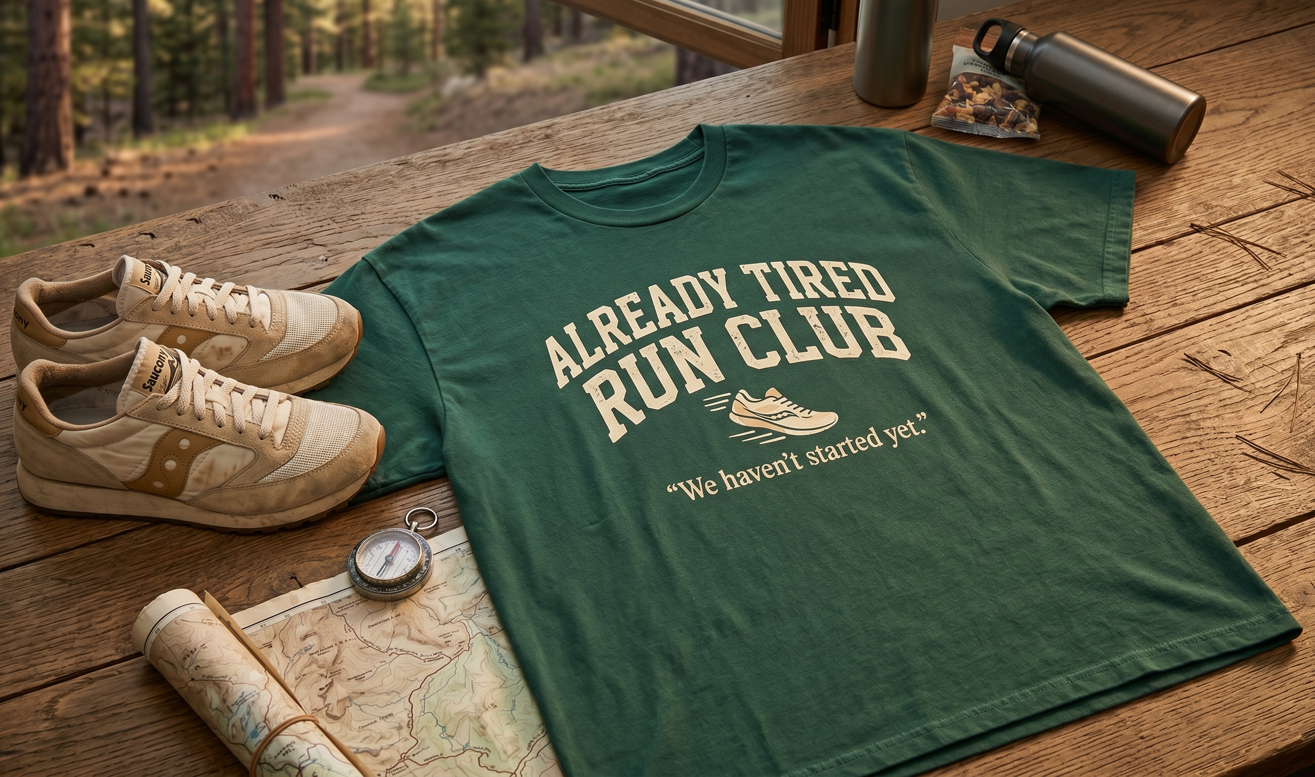 Already Tired Run Club T-Shirt — Funny Runner Tee (“We haven't started yet.”)
