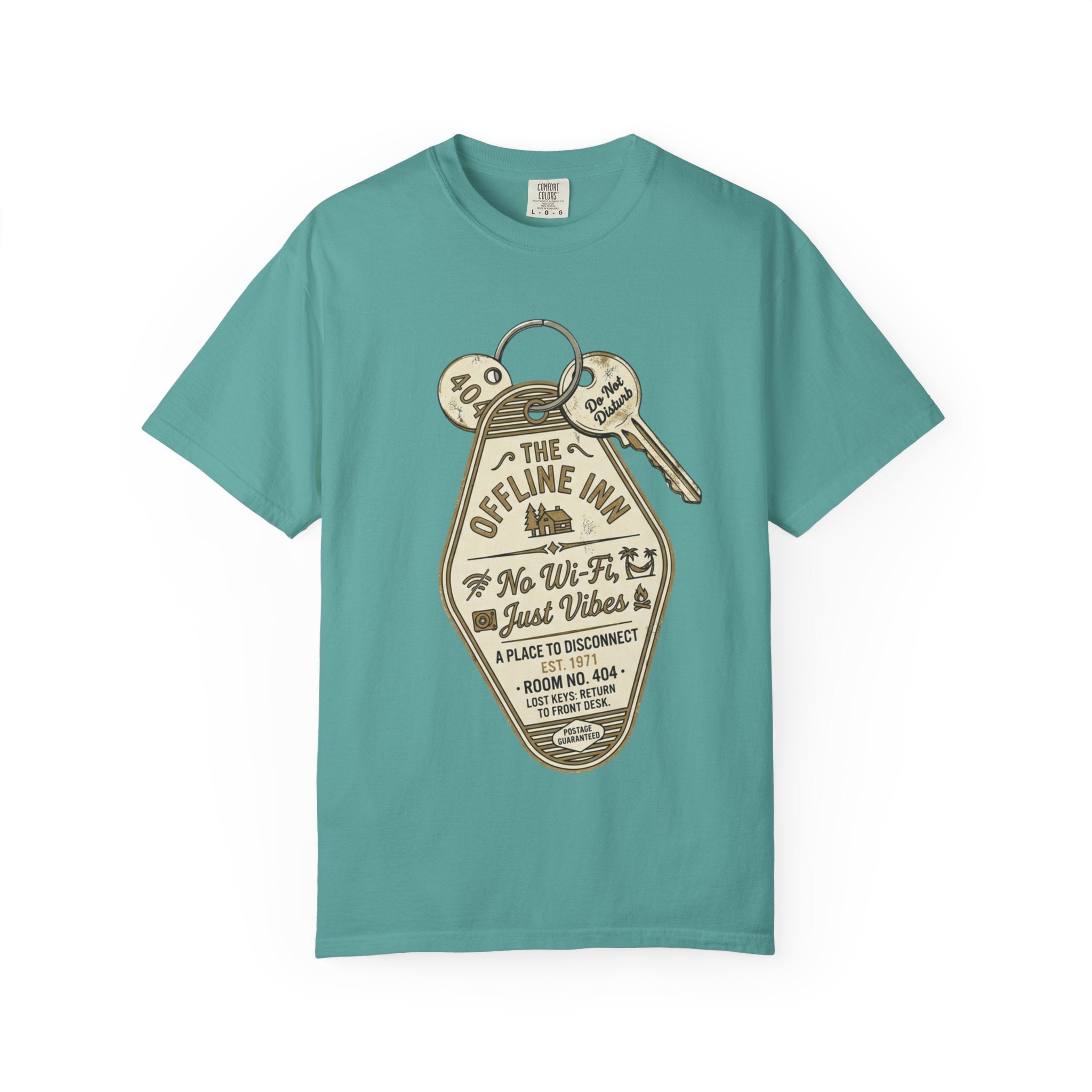 Motel Key Tag Graphic T-Shirt — "Offline Inn" Vintage Travel Tee