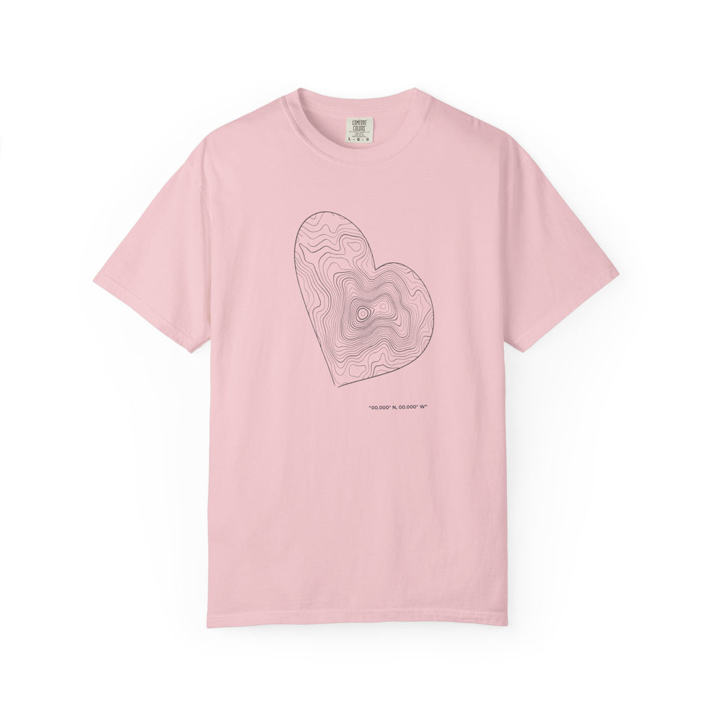 Topographic Heart T-Shirt — Minimal Contour Heart Graphic Tee