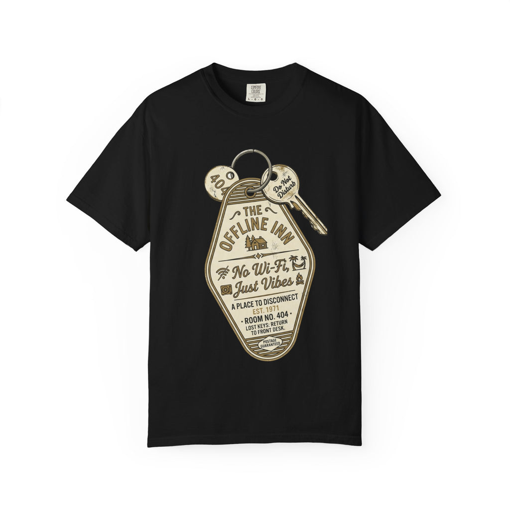Motel Key Tag Graphic T-Shirt — "Offline Inn" Vintage Travel Tee