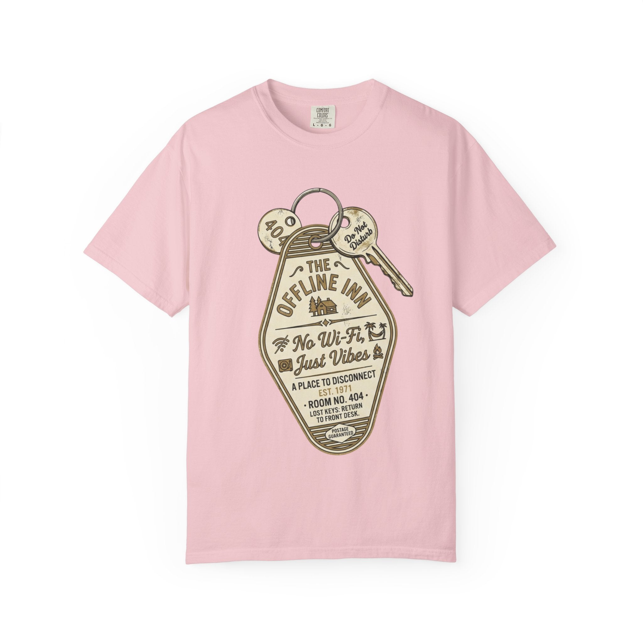 Motel Key Tag Graphic T-Shirt — "Offline Inn" Vintage Travel Tee