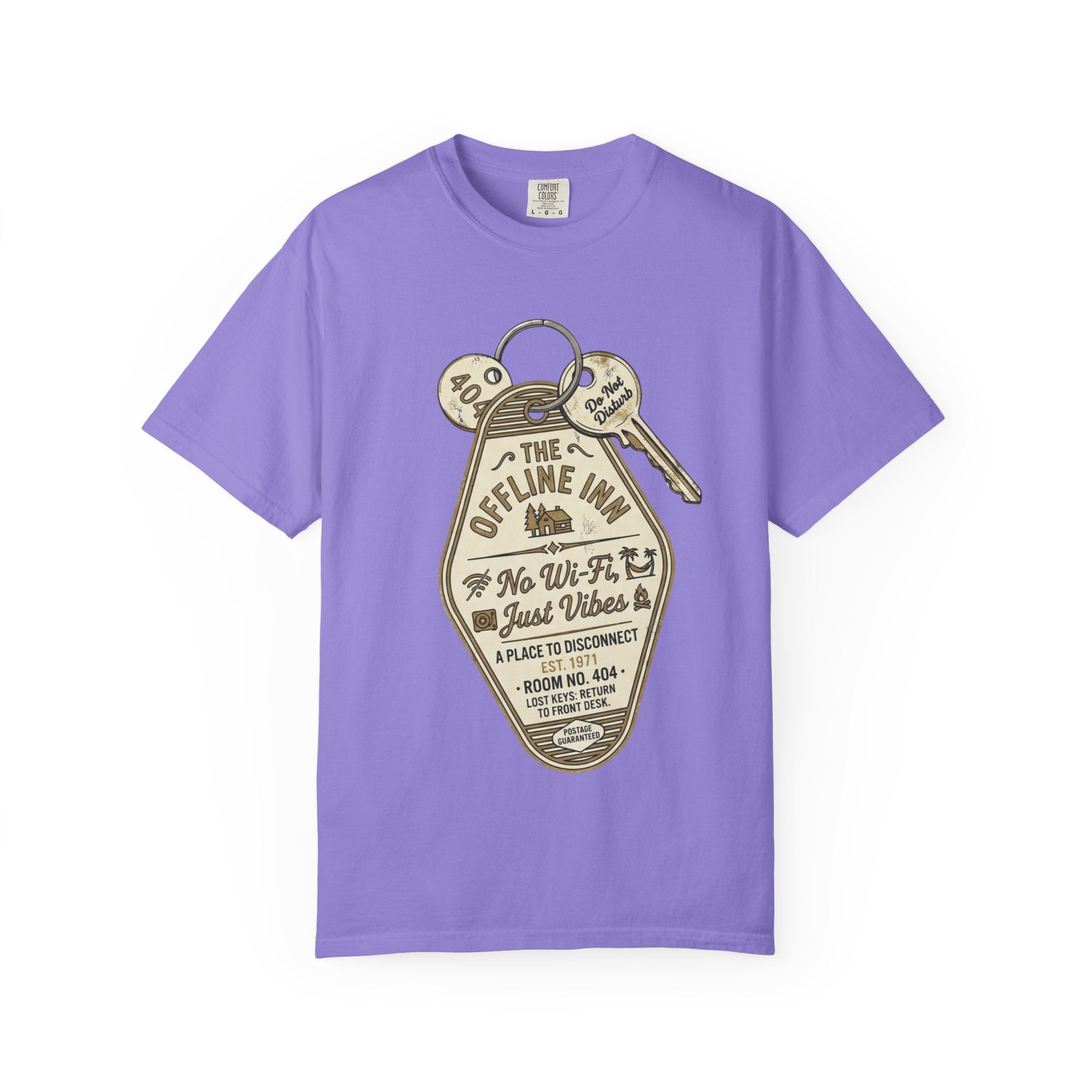 Motel Key Tag Graphic T-Shirt — "Offline Inn" Vintage Travel Tee