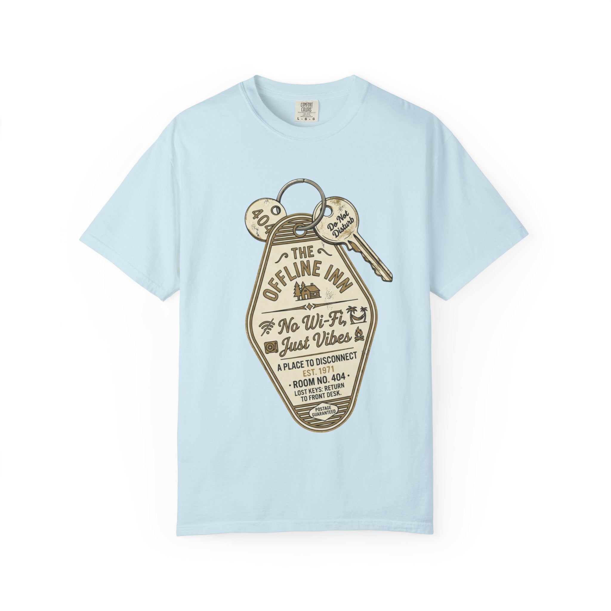 Motel Key Tag Graphic T-Shirt — "Offline Inn" Vintage Travel Tee