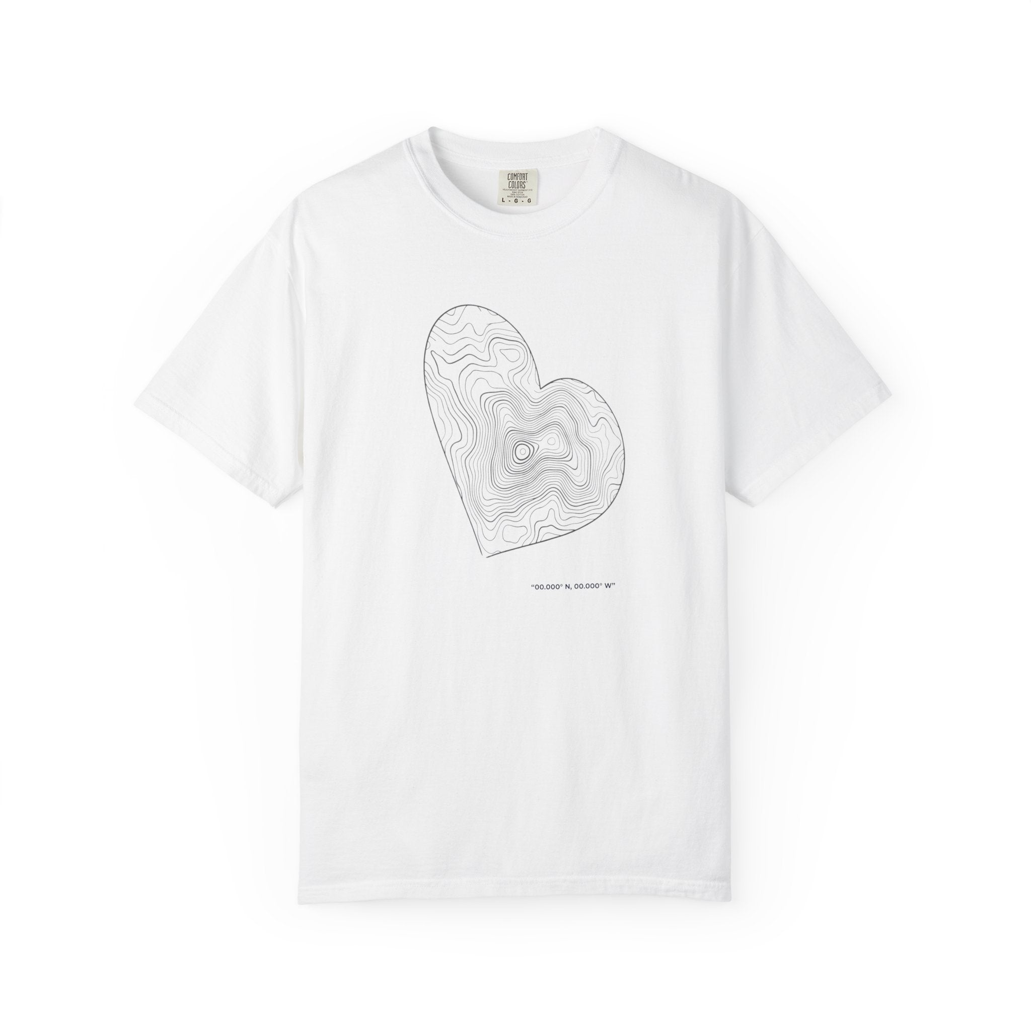Topographic Heart T-Shirt — Minimal Contour Heart Graphic Tee